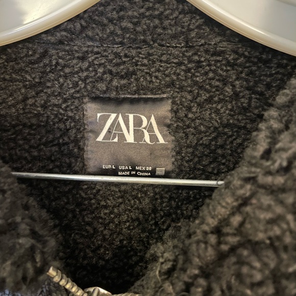 Zara Faux Shearling cropped moto jacket - Picture 2 of 5